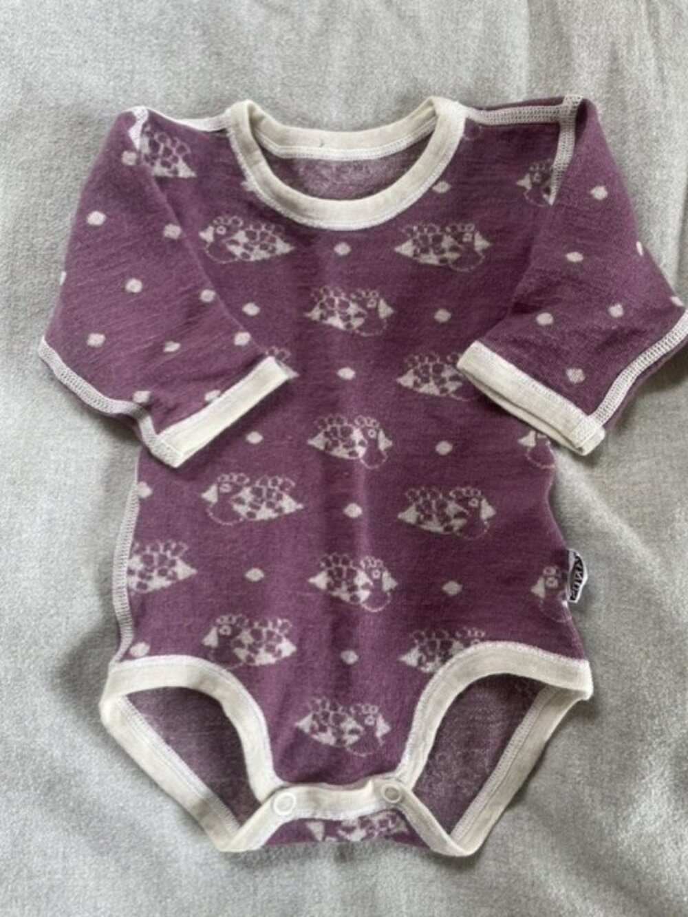 Janus Norwegian Wool Silk Purple Bird Bodysuit Size 50 / 0-3M